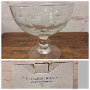 4 Princess House Etched Floral Glasses Heritage Collection Dessert Sherbet